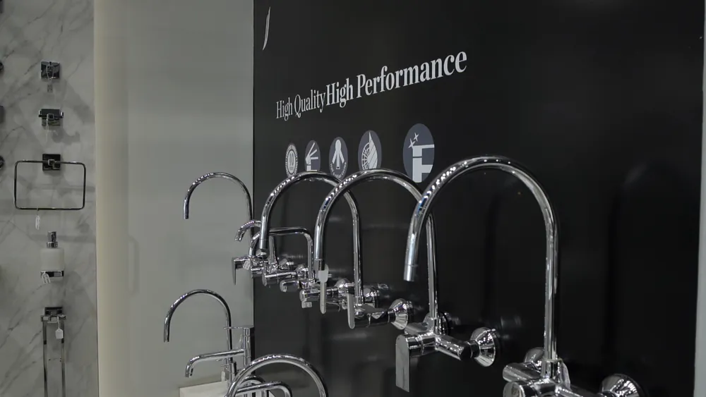 Designer faucets and fittings feature wall at BGH