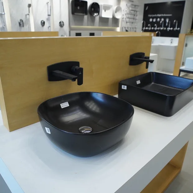 Black vessel basin on display at BGH Bathinda